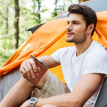 Набір фляга 260мл з нержавіючої сталі для віскі, міні-фляга, подарунок для батька (колір: коричневий)