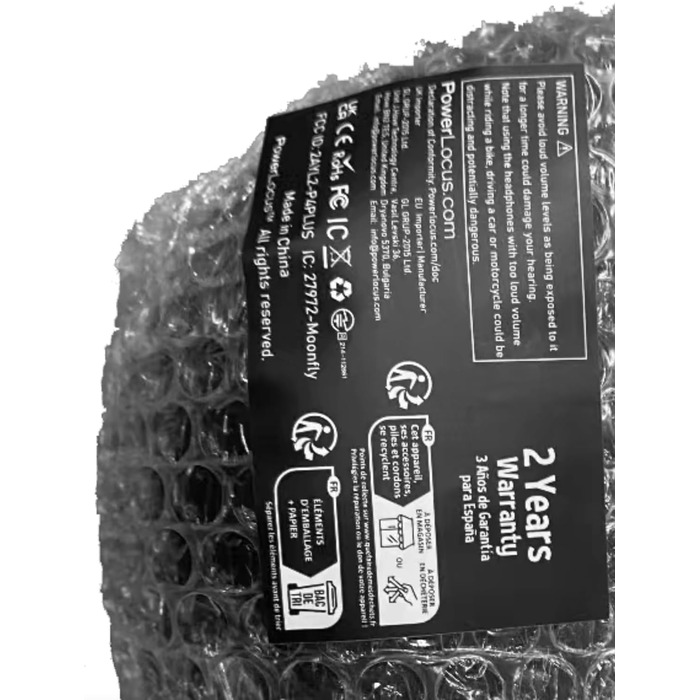 PowerLocus Bluetooth навушники Over-Ear, бездротові, складні, з мікрофоном, Hi-Fi стерео, глибокий бас, м'які амбушюри, для телефону, планшета, ПК - асфальтово-сірий