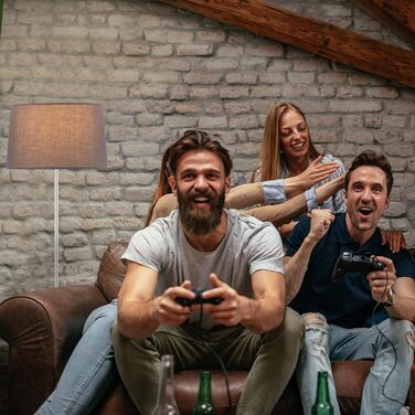 Торшер Relaxdays з тканинним абажуром, хром-ніжка, патрон E27, діаметр 40 см, для вітальні, висота 148,5 см, сірий