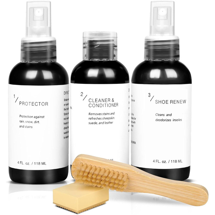 Shoe Cleaning Kit with Eraser and Brush Cleaner Protector Waterproof Conditioner Ideal for Suede and Leather Care