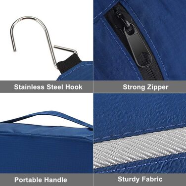 Сумка-органайзер для душу Jieei, водонепроникна, для чоловіків та жінок, з 4 відділеннями, складна, компактна (L-синій, L)