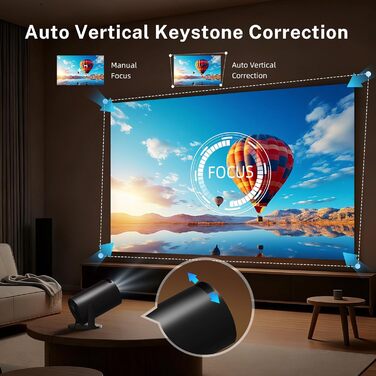 Lyncast OptiBarrel 500: Портативний проєктор 4K з Wi-Fi 6, Bluetooth 5.4, Android 11 та підтримкою iOS/HDMI/USB. Чорний