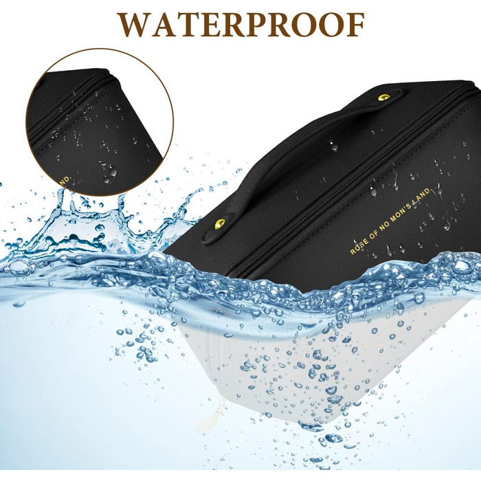 Чорна косметичка для подорожей з PU шкіри, велика місткість, водонепроникна, органайзер для туалетних аксесуарів