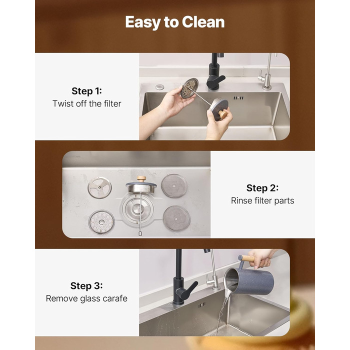 VEVOR Френч-прес для кави, 1 л, нержавіюча сталь, кавова преса, чайник з фільтром, ізольований, для кемпінгу, подорожей, кухні, ресторану, чорний