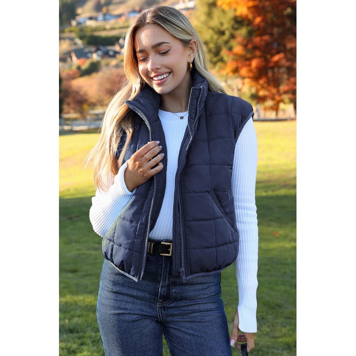 ZEAGOO Жилет чоловічий теплий легкий на осінь/зиму з кишенями, розмір XL, темно-синій