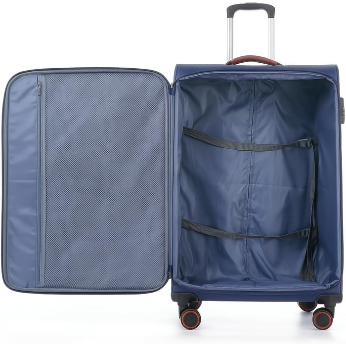 Великий валіза на колесах 78x48x30 см, тканинний, з кодовим замком, 109 літрів, блакитний