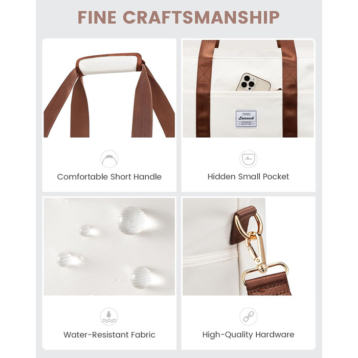 Сумка-рюкзак LOVEVOOK для жінок, 42L: водонепроникна дорожня сумка-мішок з відділенням для взуття, ідеальна для подорожей, спортзалу, пологів та Ryanair