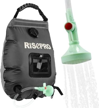 Соняшний душ RISEPRO 20л - портативна сонячна нагрівач для кемпінгу, туризму та відпочинку на природі. Чорний колір.