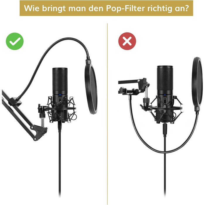 Стійка для мікрофона TONOR T20 з поп-фільтром та адаптером 3/8' - 5/8', мікрофонний кліп