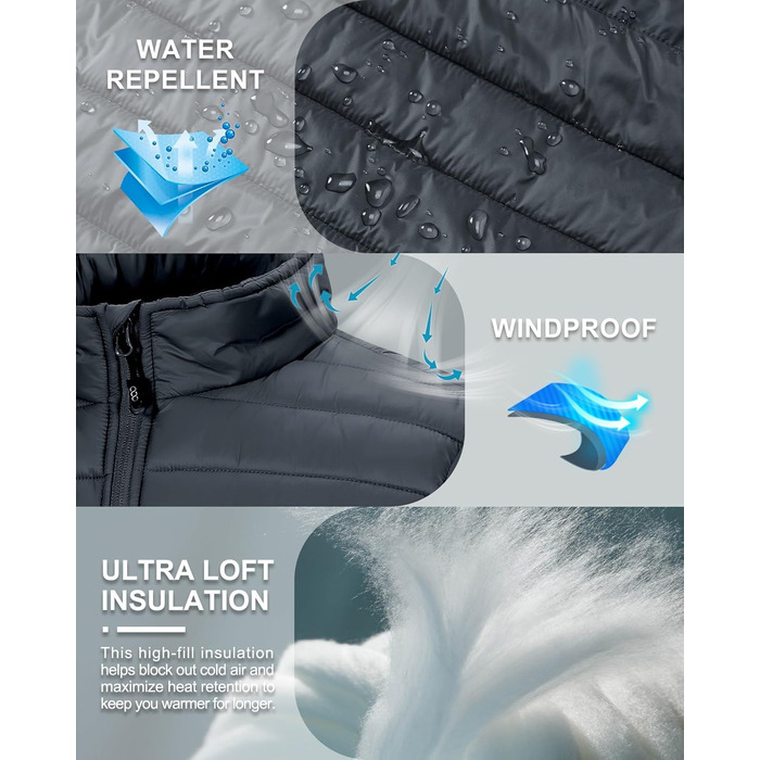 Чоловіча степна жилетка 33,000ft для активного відпочинку: гіркі походи, походи, їзда на конях. 5 кишень, утеплена, з накладкою на шию (4XL, Темно-сірий)