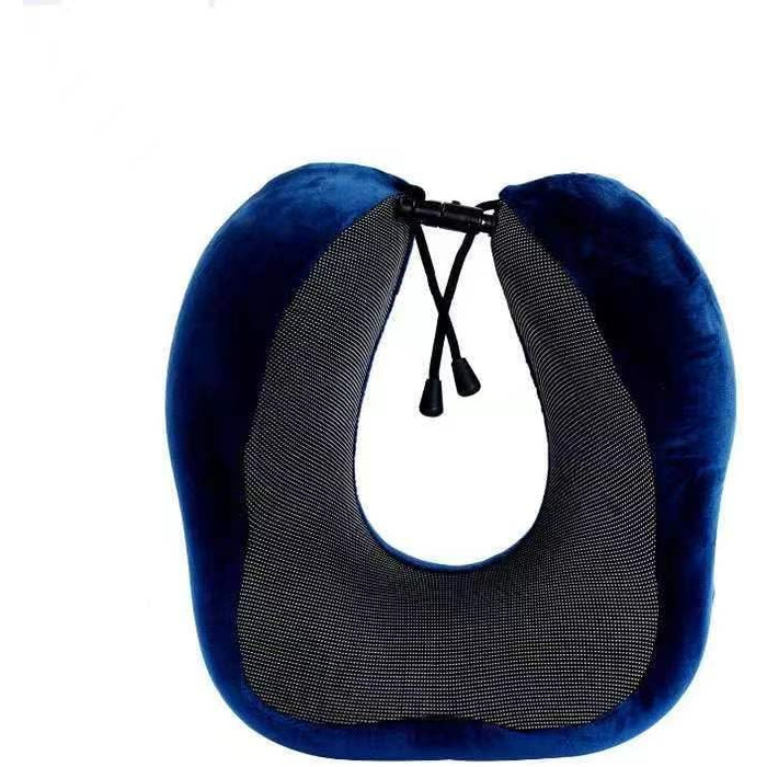 Подушка для шиї з піною Memory Foam, 360-градусна підтримка голови, комфортна та легка, ідеальна для подорожей (літак, авто, поїзд, автобус) та дому, з чохлом (Блакитна)