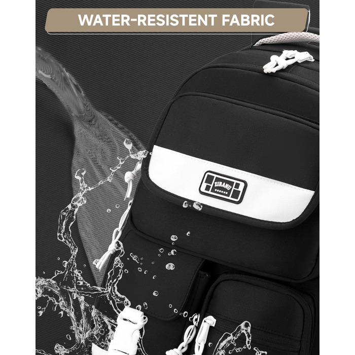 Шкільний рюкзак для підлітка: містка модель для дівчаток 3-5 класів, для середньої та старшої школи, зручний для подорожей та відпочинку (чорний)