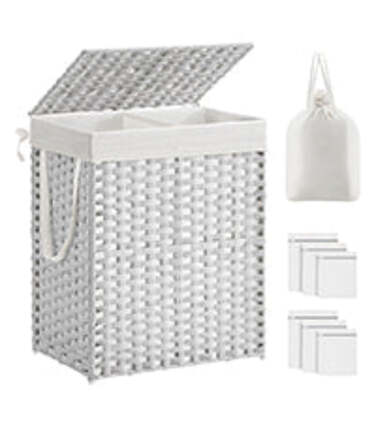Laundry Basket with Lid - White