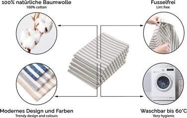 ZOLLNER 5-Piece Dishcloth Set Cotton - 50x70 cm - Highly absorbent and durable kitchen cloths - Washable up to 60°C – Grey striped - Restaurant quality - Oeko Tex® certified Grey 50 x 70 cm