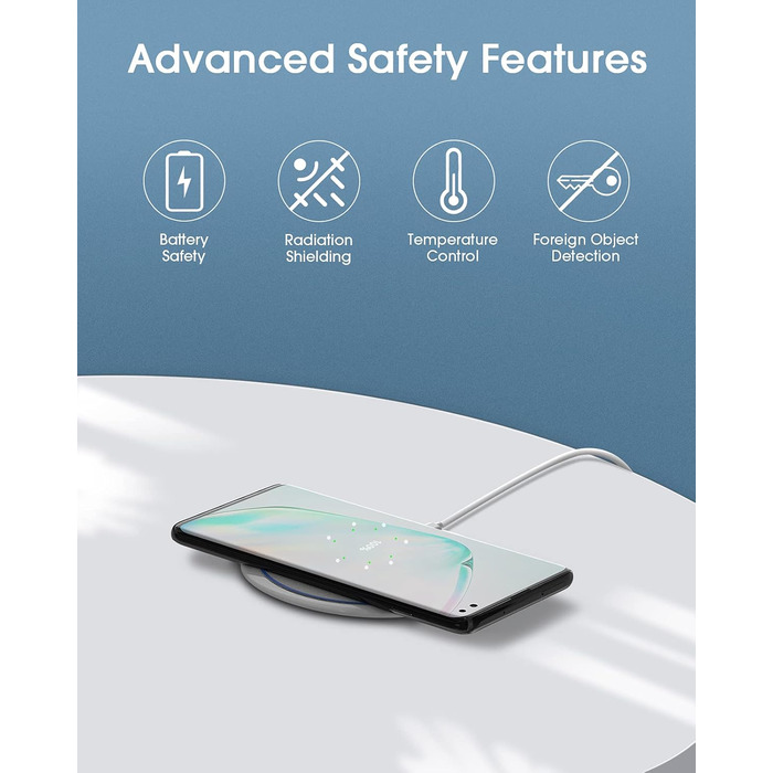 Бездротовий зарядний пристрій NANAMI 20W USB-C PD з адаптером для Samsung Galaxy S25 S24 S23 S22 S21 Ultra Plus, iPhone 17 16 15 14 13 12 11 Pro та Airpods - Білий