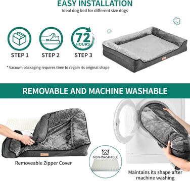 Крісло-ліжко для собак середніх порід YITAHOME, 51x48 см, ортопедичне, знімний чохол, чорне