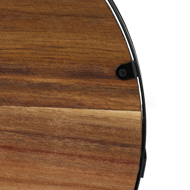 Relaxdays Round Tray Wood and Metal