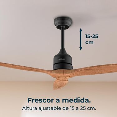 Вентилятор стельовий Cecotec EnergySilence Aero 5270 DarkWood, 40W, 132 см, 3 лопаті, регулювання висоти, 6 швидкостей, для літа та зими, чорний, темне дерево