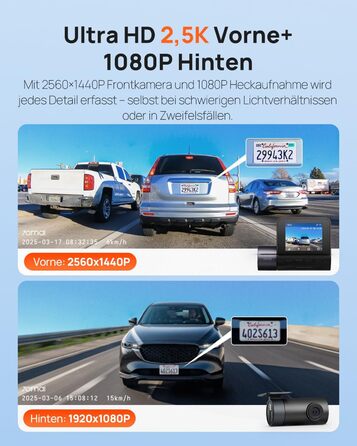 Відеореєстратор 70mai A410 Dual 2.5K + 1080P з GPS, Wi-Fi, HDR, нічним баченням та картою 64GB