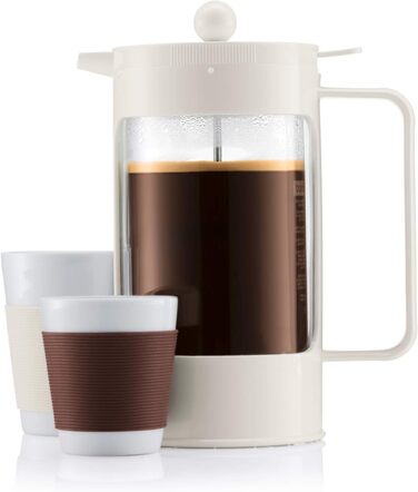 Bodum BEAN Coffee Maker for 8 Cups (Press Filter System, Insulated, Drip-Stop, 1.0 liters) (Creme, 8 Cups)