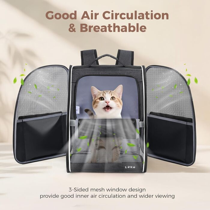 Рюкзак для собак та котів середніх та маленьких порід (2-8 кг), рюкзак-переноска з сіткою для прогулянок, подорожей, відпочинку на природі (чорний) M Чорний