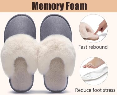 Тапочки домашні жіночі/чоловічі зимові з піною пам'яті, теплі, м'які, зручні, антиковзні, для дому та вулиці (38.5/40 EU, сірий)