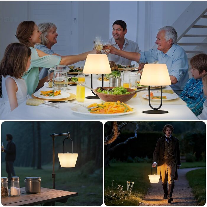 MALUX Акумуляторна настільна лампа LED, водонепроникна IP44, портативна, з димуванням та USB-C зарядкою (Конус)