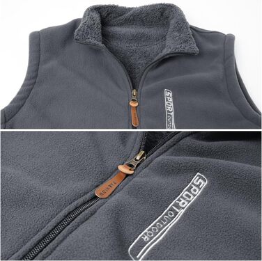 Чоловічий флісовий жилет з високим коміром для активного відпочинку, теплий зимовий жилет, чоловічий жилет з кишенями на блискавці, з підкладкою (сірий, 3XL)