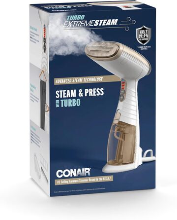 Conair Turbo ExtremeSteam: праска з парою, 5 режимів, 25 г/хв, швидкий нагрів, 3 насадки, білий/бежевий, EU