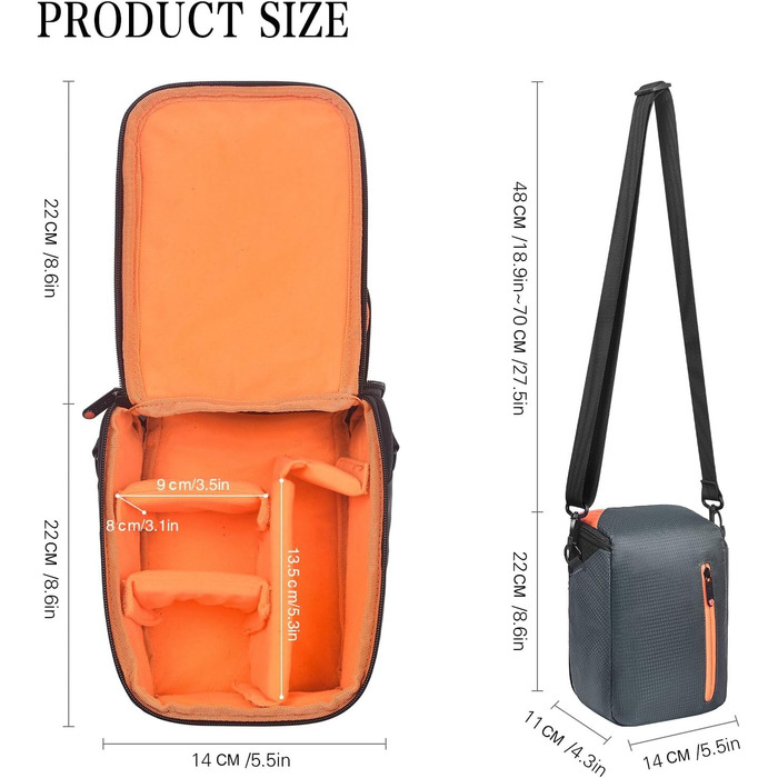 Сумка для камери FOSOTO: універсальна через плече для Canon, Nikon, Sony, Panasonic (SLR, Zoom, аксесуари)