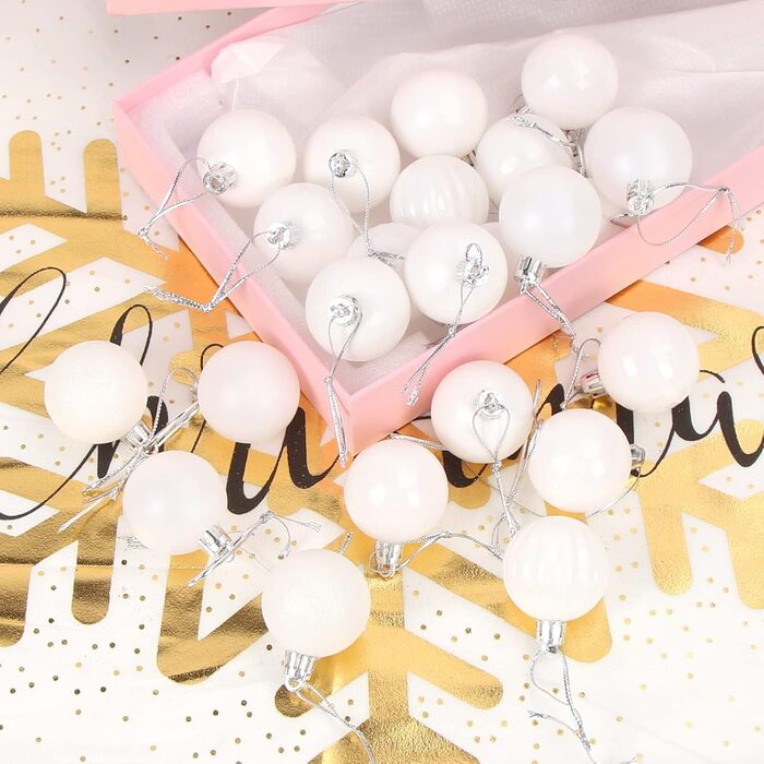 Набір прикрас на ялинку 36 шт, пластикові кулі 4 см, набір ялинкових прикрас для святкування, новорічний декор (білий)