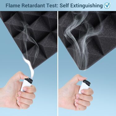 Акустичні пірамідні панелі Ohuhu для звукоізоляції, шумопоглинаючий поролон 30x30x5 см, 24 шт. (для студії, подкастів, YouTube)