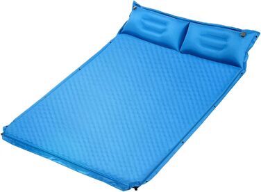 Каремат туристичний самонадувний GYMAX для кемпінгу, на 2 особи з подушками та сумкою, 187 x 131 см, блакитний