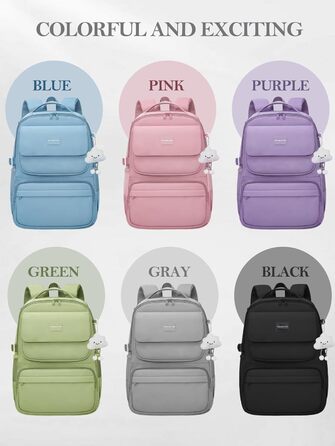 Шкільний рюкзак FIORETTO для підлітків та жінок: водонепроникний, легкий, 25L, з відділенням для ноутбука 15,6' (сірий)