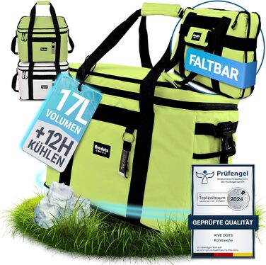 Large Cooler Bag 30L +12h Cooling - Ideal for Shopping, Car & Work - Insulated Bag, Thermos Bag, Lunch Bag & Picnic Bag - Large Cooler Bag - Men's Lunch Bag - Lunch Bag (Green - 17L)