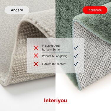 Килимок для вітальні Interiyou Fargo 80x150 см - короткий ворс, миючий, неслизький, штучне хутро, м'який ворс (зелений)