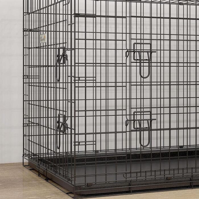 Клітка для собак PawHut з замком, подушкою та столиком, 80x56x63 см (чорний)