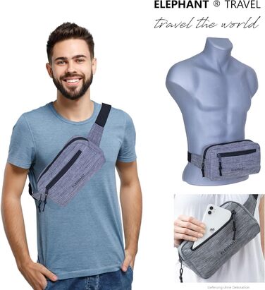 Сумка на пояс для жінок та чоловіків, велика міська сумочка, сумка через плече, спортивна сумка-шоппер, сумка-елемент для подорожей (сіро-чорна 13027)