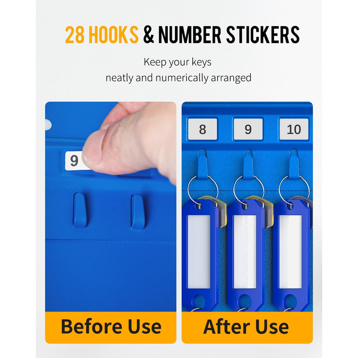 Шкафчик для ключів Uniclife на 60 позицій з комбінацією та ключовим замком, регульовані полиці, цифрова скринька, органайзер ключів (блакитний)