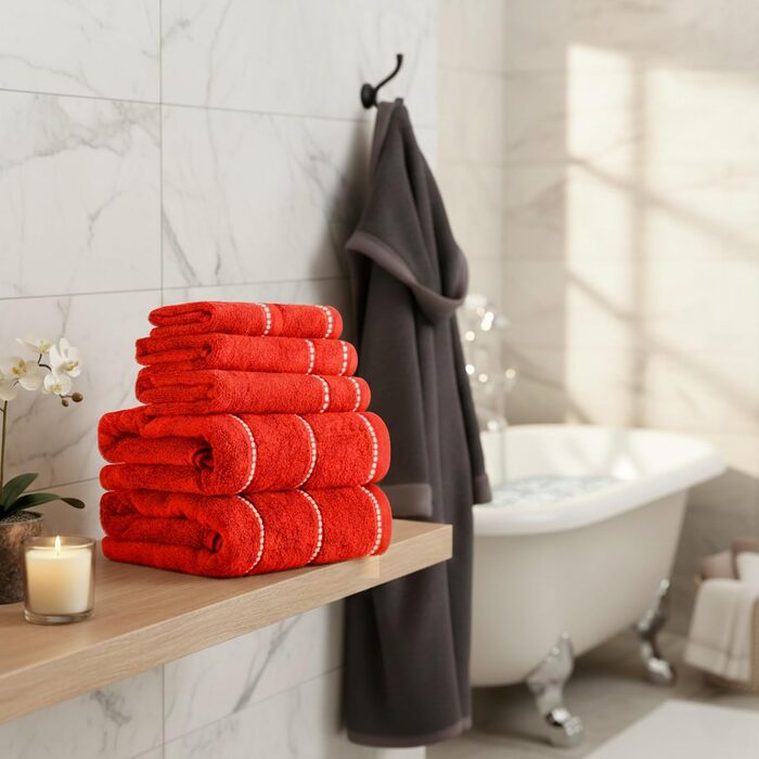 Набір рушників Lavish Home з бавовни Zero Twist, м'які та швидкосохнучі, 6 предметів (2 банні, 2 для рук, 2 для обличчя), коралловий