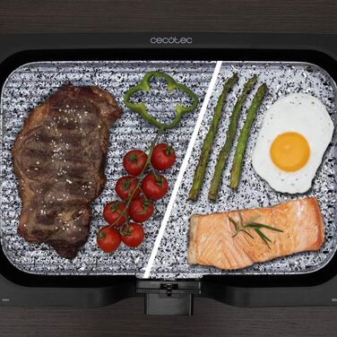 Cecotec Electric Grill Plate with Removable Parts - 1800W, Non-Stick Aluminum Teflon Coated Grill, Dishwasher Safe, Adjustable Thermostat, Large Cooking Surface
