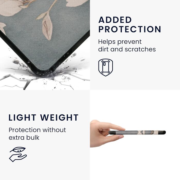 Чохол-книжка kwmobile для Amazon Kindle Paperwhite (2024)/Colorsoft: Захисний чохол з квітковим дизайном, магнітний замок, блакитно-червоно-білий колір, Magnolien Taupe Weiß, Blaugrau