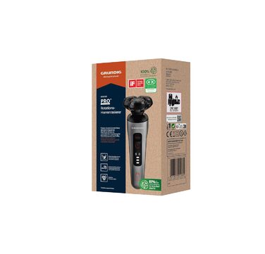 Електричний чоловічий бритва Grundig ProClub MS 8130 з технологією Titanium Blades та датчиком BeardCare, корпус з 61% переробленого пластику, Wet & Dry, темно-матове хромоване/червоно-чорне/титанове покриття