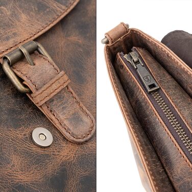 Сумка через плече Berliner Bags Catalina Vintage з натуральної шкіри (Earth) середнього розміру. Жіноча сумка-месенджер з магнітною застібкою