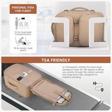 LOVEVOOK Рюкзак для ручної поклажі, 40L, жіночий, для ноутбука 17.3