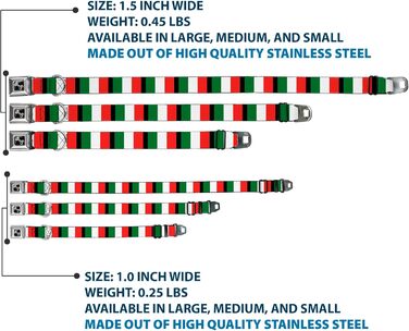 Нашийник для собак Buckle-Down з пряжкою Italy Flags, 2.5 см (1 дюйм) ширина, розмір M (11-17 дюймів)