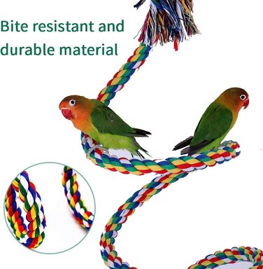 Aedcbaide Bird Toy for Parrots 2 Pack, Bird Parrot Toy Parakeets Hanging Toy Bells Swing 150 cm and 17.8 cm Diameter Bird Swing for Canaries, Cockatiels Hanging