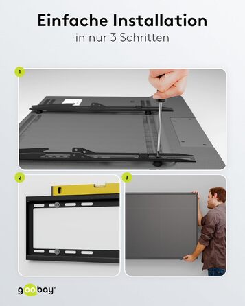 Настінний кронштейн для телевізора goobay Basic TILT XL (43–100 дюймів), нахил 10°, ультратонкий 45 мм, VESA 800x400, до 75 кг — 49743