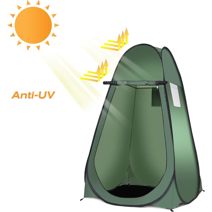 Намет для душу GYMAX, переодягання, туалет, кемпінг, 120x120x190 см, мобільний, зелений