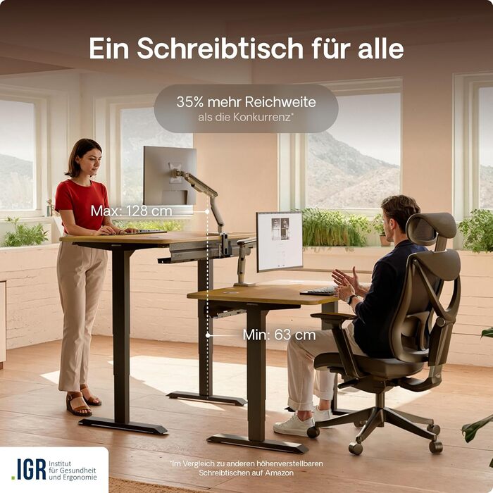 Регульований стіл Desktronic HomePro 160x80 см – електричний з USB-портами, чорний + масив дуба